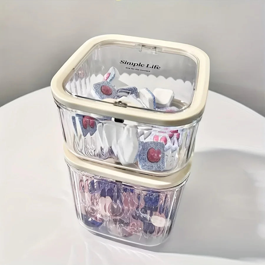 Clear Laundry Pod & Powder Storage Container with Flip Lid