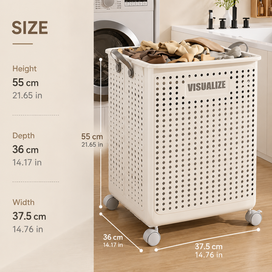 Slim Foldable Laundry Hamper on Wheels — product view