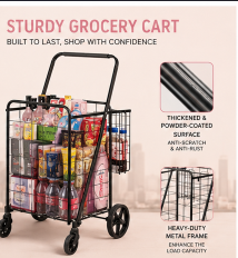 Folding Utility Cart – Double Basket