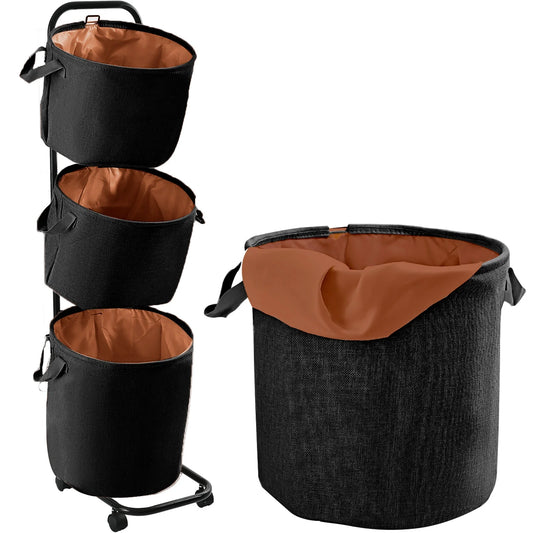 3-Tier Laundry Hamper Sorter, Laundry Storage Organizer with Wheels Movable Rolling Laundry Baskets Cart, Bathroom Cart Clothes Shelf,Laundry Butler for Bathroom Bedroom Laundry Room, Black