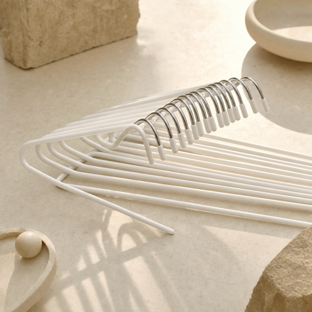LIND Trouser Hanger Set scale image for a calm laundry room setup.