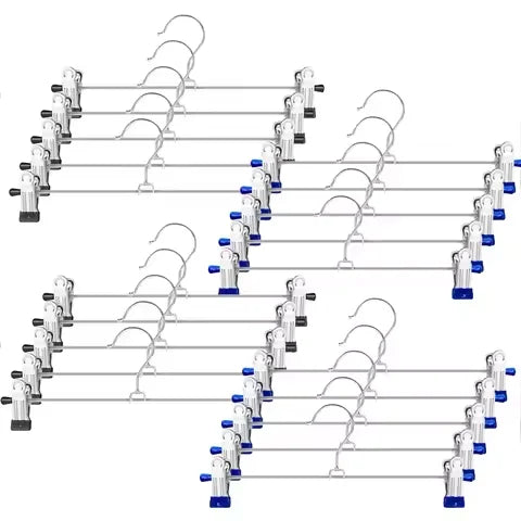 Metal Clothes Hangers, Set of 10, Silver & Black