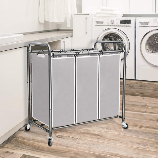 Laundry Sorter 3 Section plus 2 Section, Laundry Hamper with Rolling Wheels, Laundry Basket Sorter, Laundry Separator Hamper, Laundry Divider Hamper with Removable Bags
