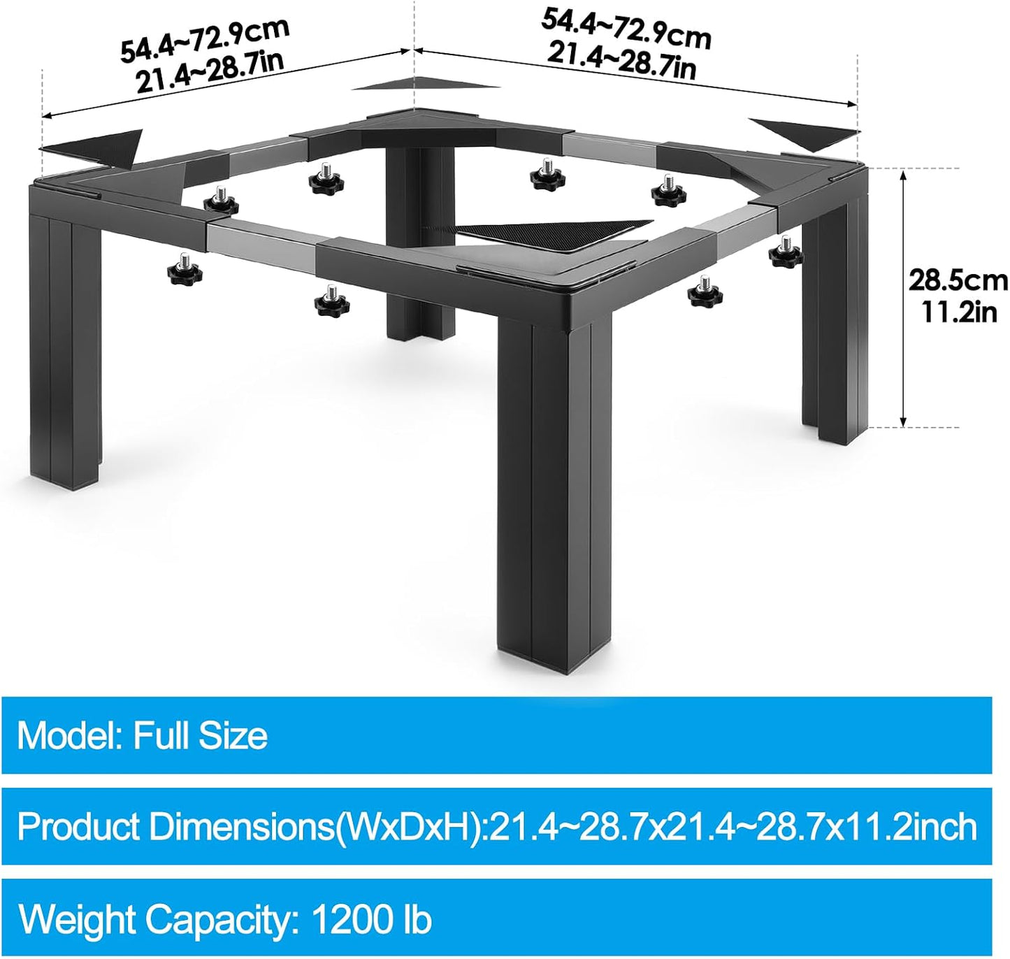 Stainless Steel Laundry Pedestal,11 in Tall Universal Washing Machine Pedestals,Portable Washer and Dryer Stand Adjustable 21-29 in Heavy Duty Square Pedestal Stand for Fridge Washer and Dryer