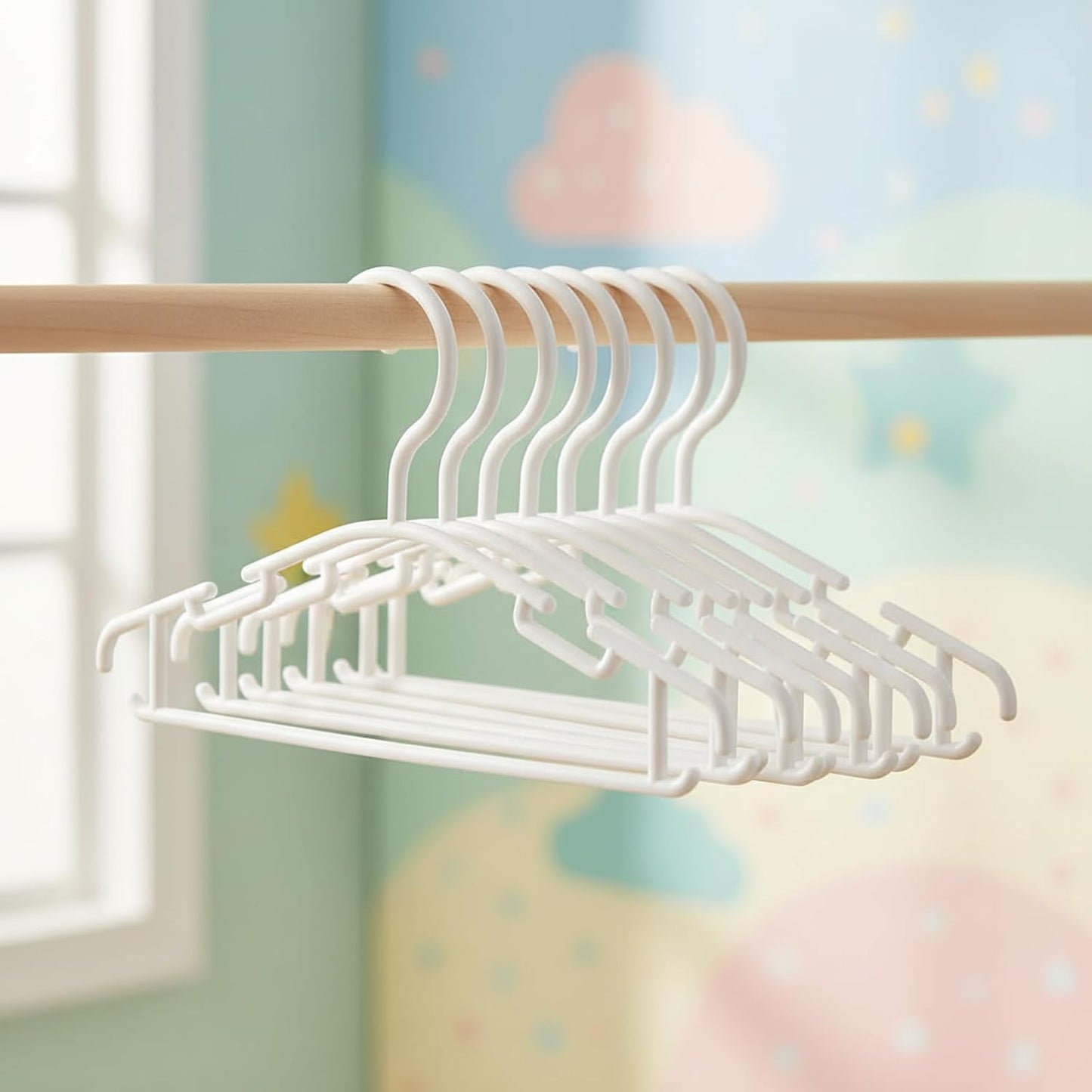 Kids Hangers 100 Pack, 10.2 Inch White Baby Hangers for Infant Toddler Childrens Small Clothes for Closet Organization (0-24 Months)