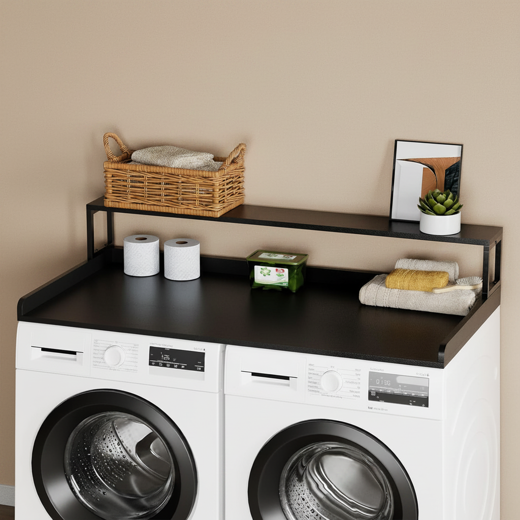 LIND Washer & Dryer Countertop with shelf, 2-tier detail