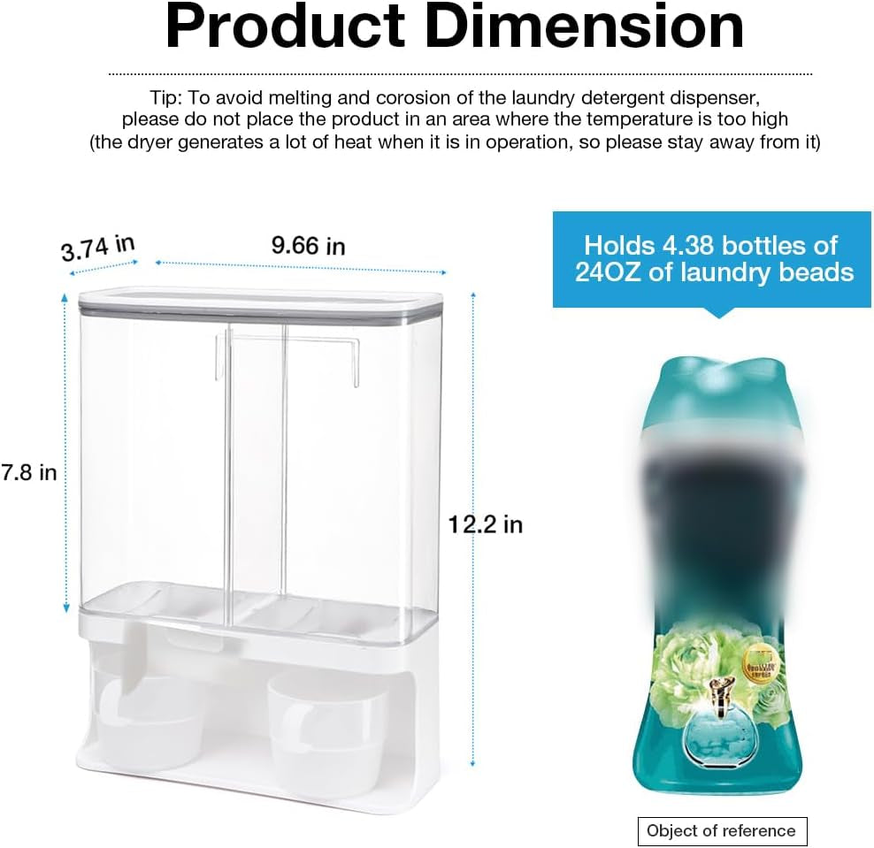 Wall-Mount Laundry Bead & Powder Dispenser – 6 lb Capacity, White