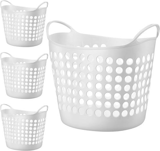 3 Pcs Flexible Laundry Basket Set Carry Portable Flexible Laundry with Carrying Handles White Large Versatile Laundry for Bathroom College Dorm Laundry Room