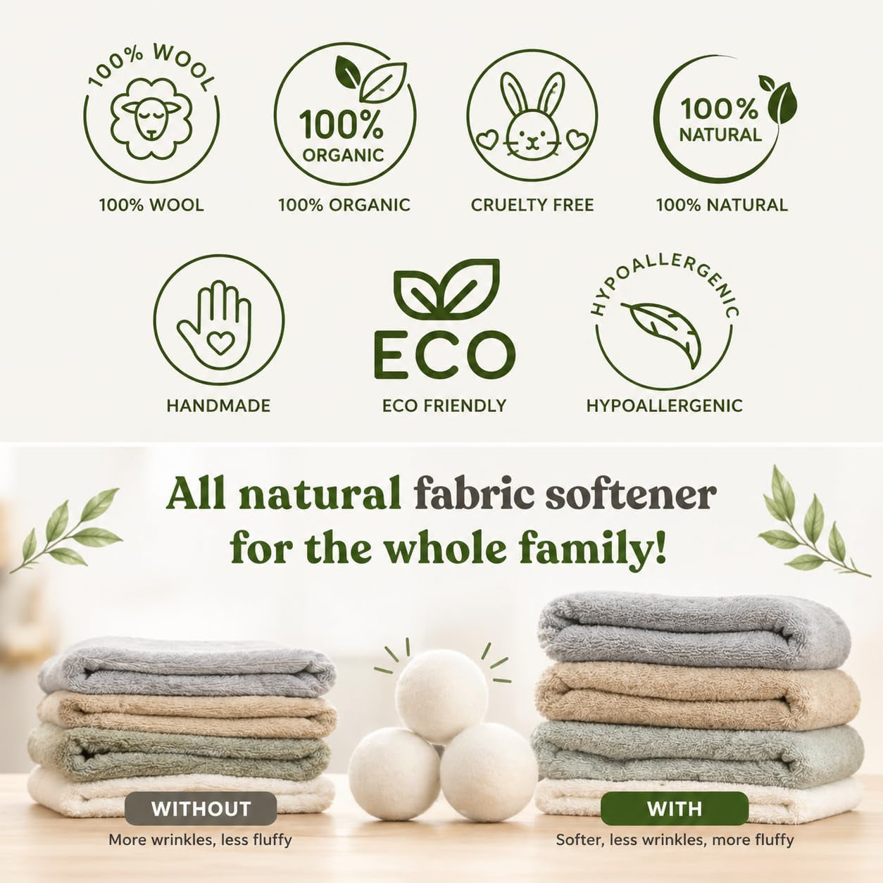 Wool Dryer Balls & Essential Oils for Laundry Bundle – 6 XL Puppy Reusable Dryer Balls with 6 Pack Essential Oils for Dryer Balls, Diffusers & Natural Fabric Softening