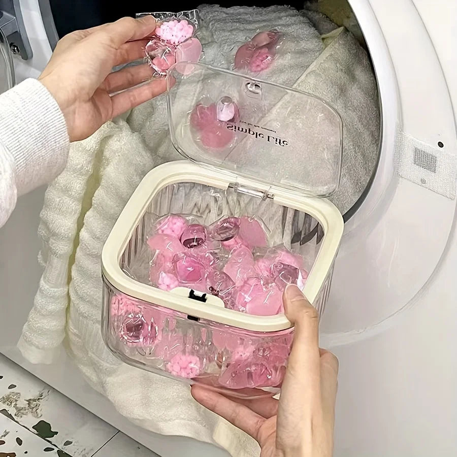 Clear Laundry Pod & Powder Storage Container with Flip Lid