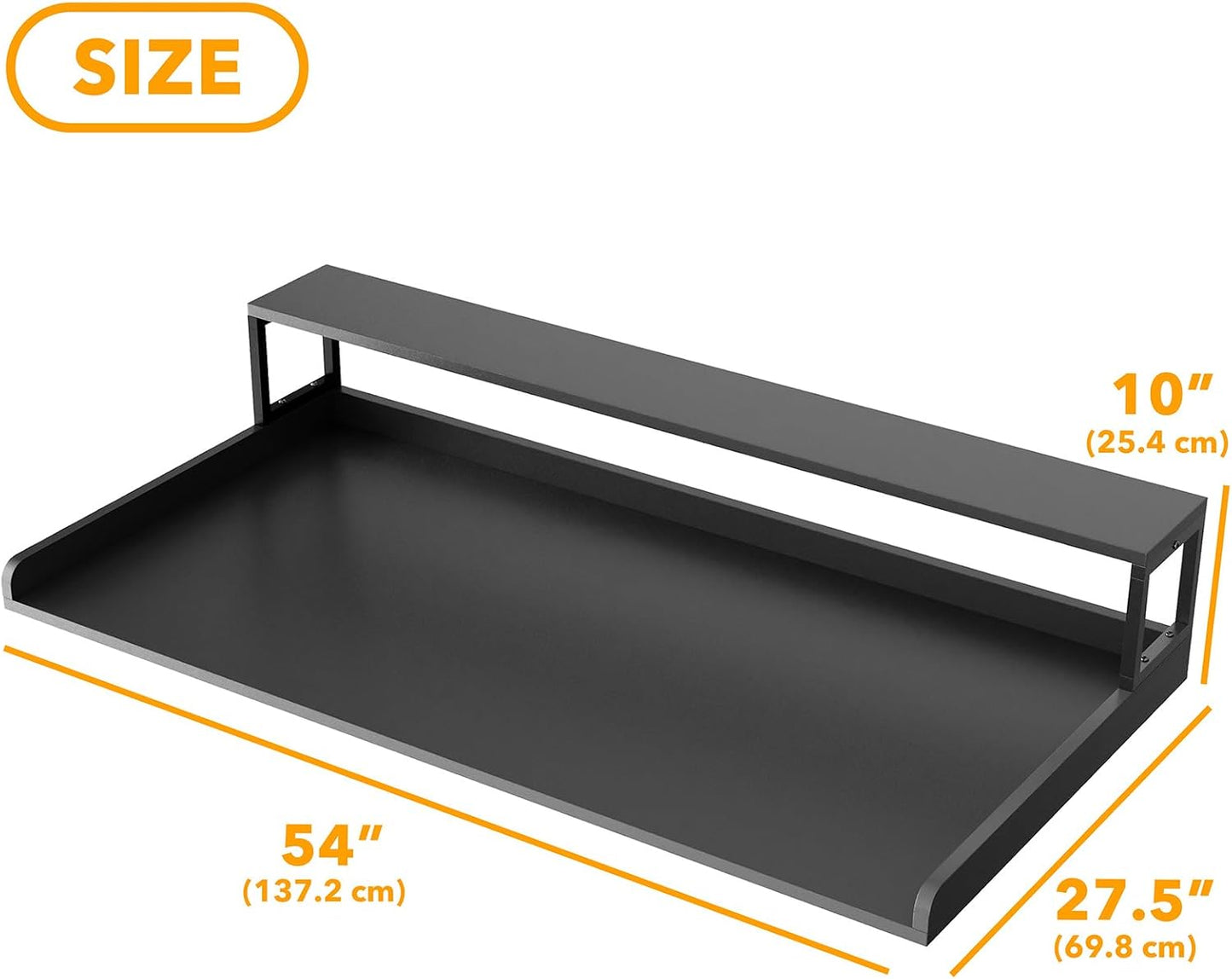 2-Tier Washer Dryer Countertop, Laundry Topper with Rack Shelf 54" Width X 27.5" Depth X 10" Height Organizer Cover for Washer and Dryer Laundry Hamper Counter Storage (Black)