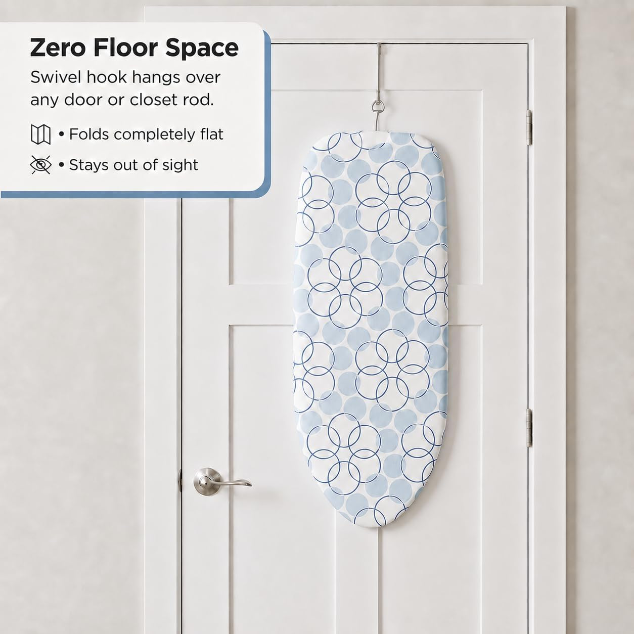 122101 Small Tabletop Ironing Board with Folding Legs - Magic Rings Cover and Pad,Blue Rings