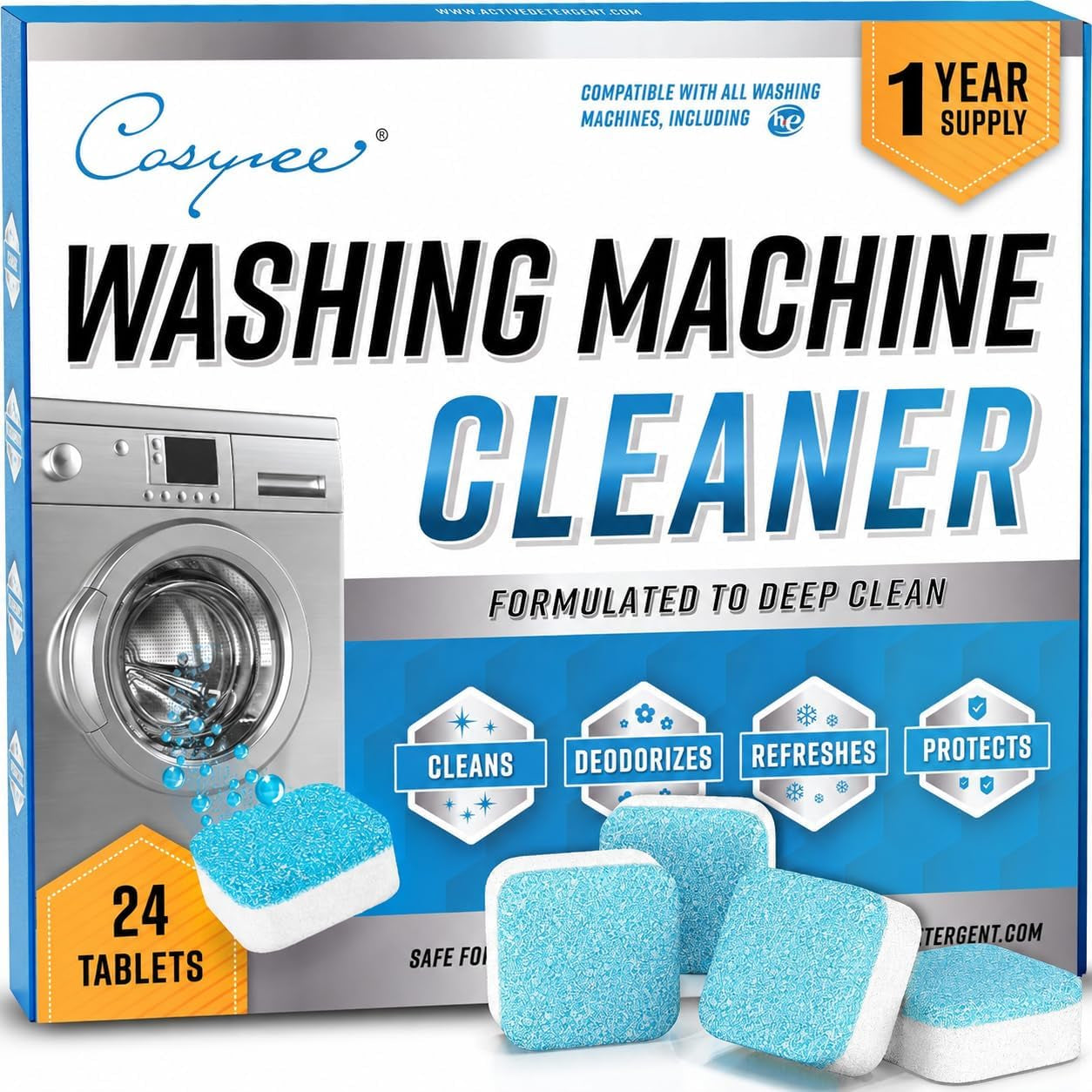 Washer Cleaner Tablets, 24 Count, 1 Year Supply