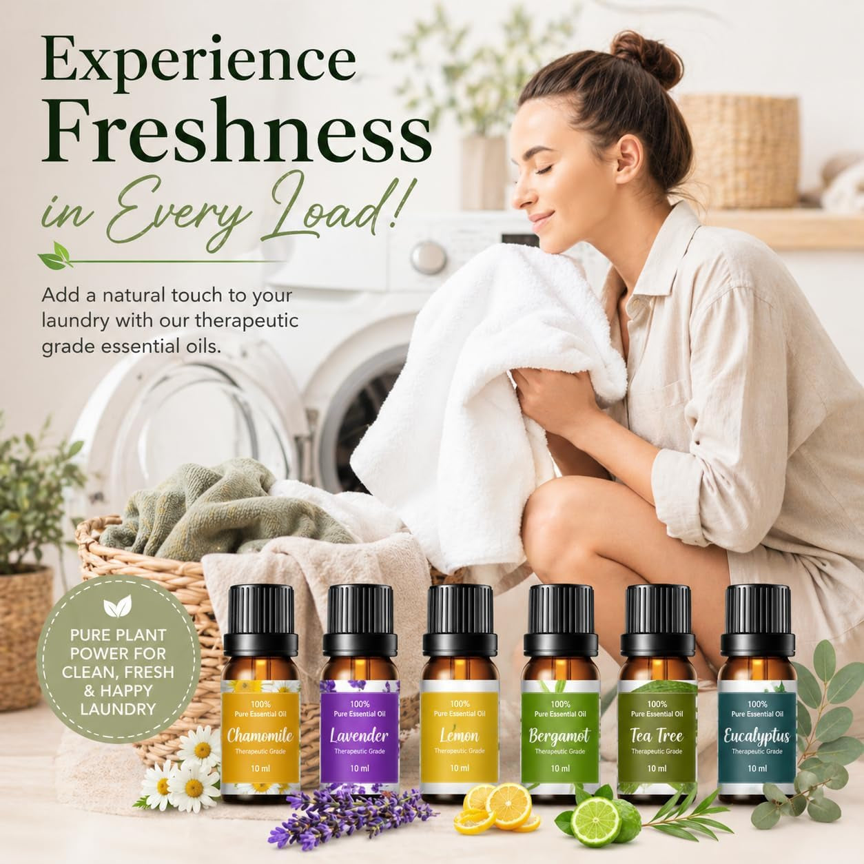 Wool Dryer Balls & Essential Oils for Laundry Bundle – 6 XL Puppy Reusable Dryer Balls with 6 Pack Essential Oils for Dryer Balls, Diffusers & Natural Fabric Softening