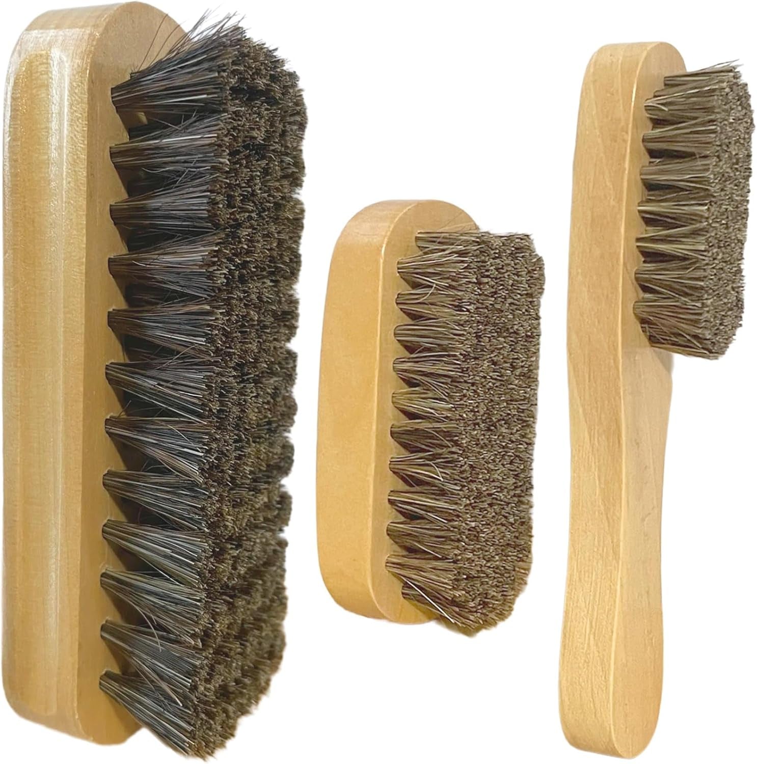 Horsehair Laundry Stain Brush 3 Pack Clothes Brush Shoes Soft Bristle Cleaning Brush Natural Wood Laundry Brush for Stains on Clothes Shoes Polishing Brush Shining Brushes