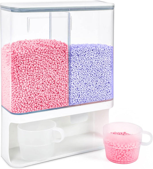 Wall-Mount Laundry Bead & Powder Dispenser – 6 lb Capacity, White
