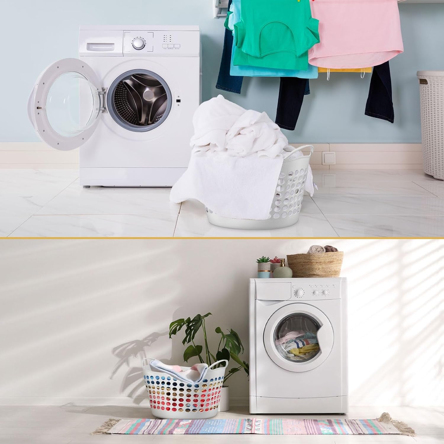 3 Pcs Flexible Laundry Basket Set Carry Portable Flexible Laundry with Carrying Handles White Large Versatile Laundry for Bathroom College Dorm Laundry Room