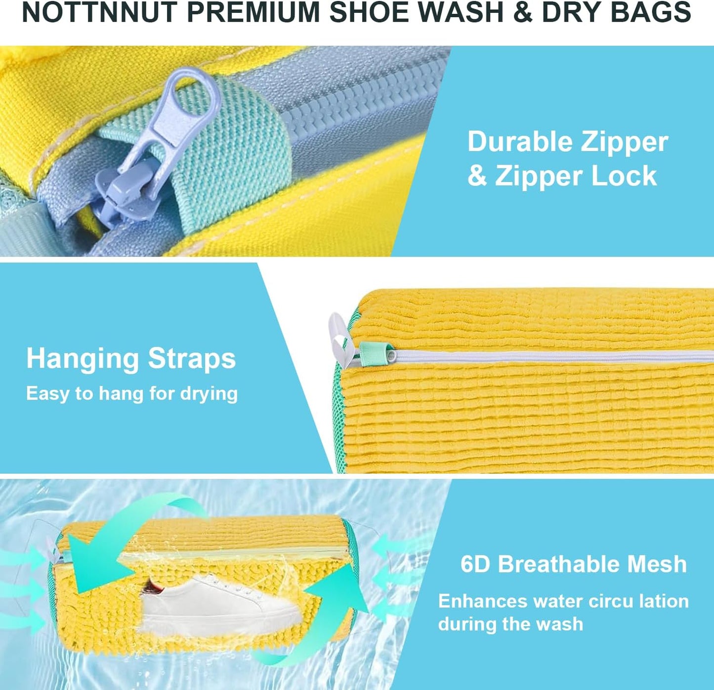 Shoe Washing Machine Bag Laundry Shoes Bag for Washer Dryer Shoe Washing Bag for Sneakers, Casual Shoes, Reusable and Durable Large Shoe Cleaning Bags for All Shoe Types and Sizes