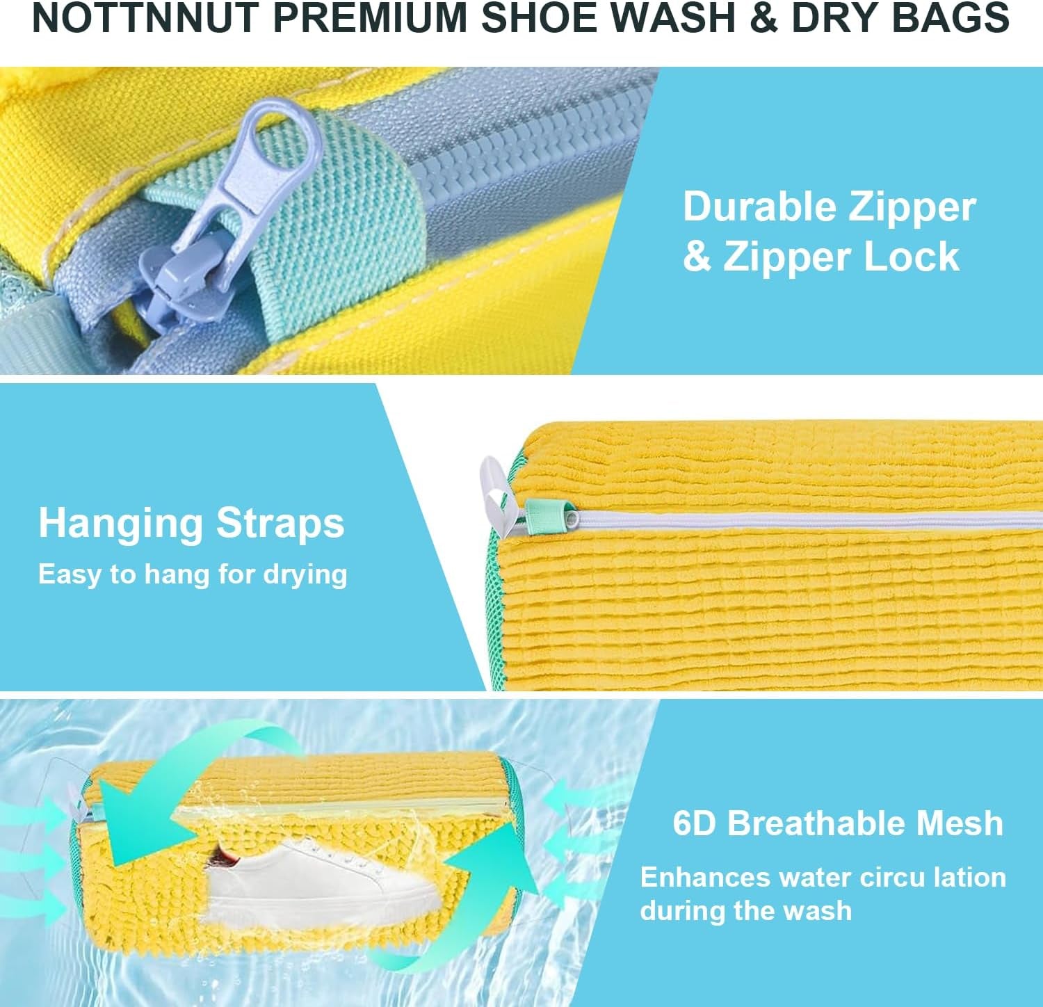 Shoe Washing Machine Bag Laundry Shoes Bag for Washer Dryer Shoe Washing Bag for Sneakers, Casual Shoes, Reusable and Durable Large Shoe Cleaning Bags for All Shoe Types and Sizes