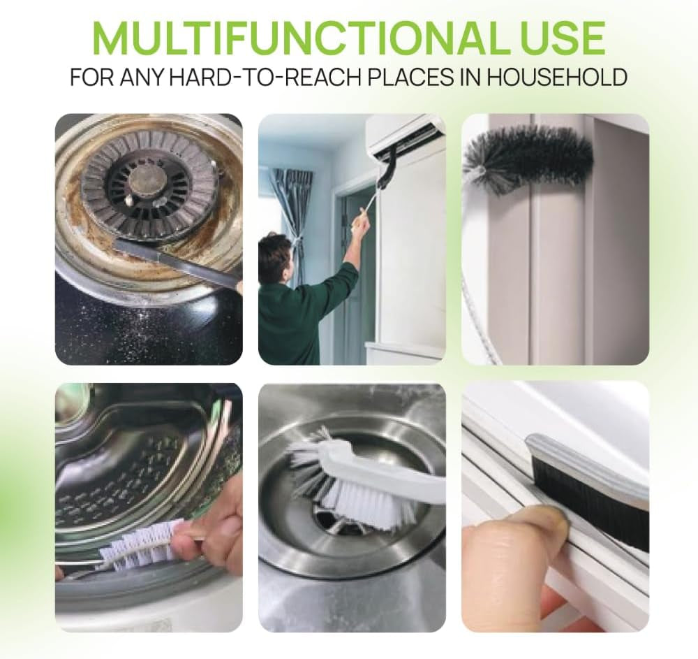 8 Pack Multi-Purpose Washing Machine & Dryer Vent Cleaning Kit | Dryer Lint Cleaner, Grout, Crevice & Lint Trap Cleaning Tools, Long Handle Laundry Brushes, for All Washers, Flexible
