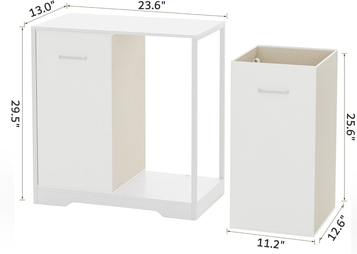 Double Pull-Out Laundry Hamper Cabinet; 120L Laundry Basket for Bathroom,Laundry Room; Laundry Sorter with 2 Pull-Out and Removable Bags