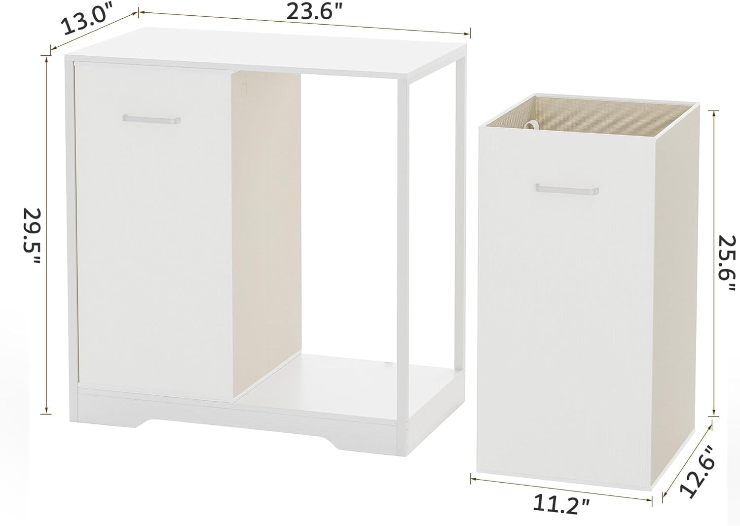 Double Pull-Out Laundry Hamper Cabinet; 120L Laundry Basket for Bathroom,Laundry Room; Laundry Sorter with 2 Pull-Out and Removable Bags