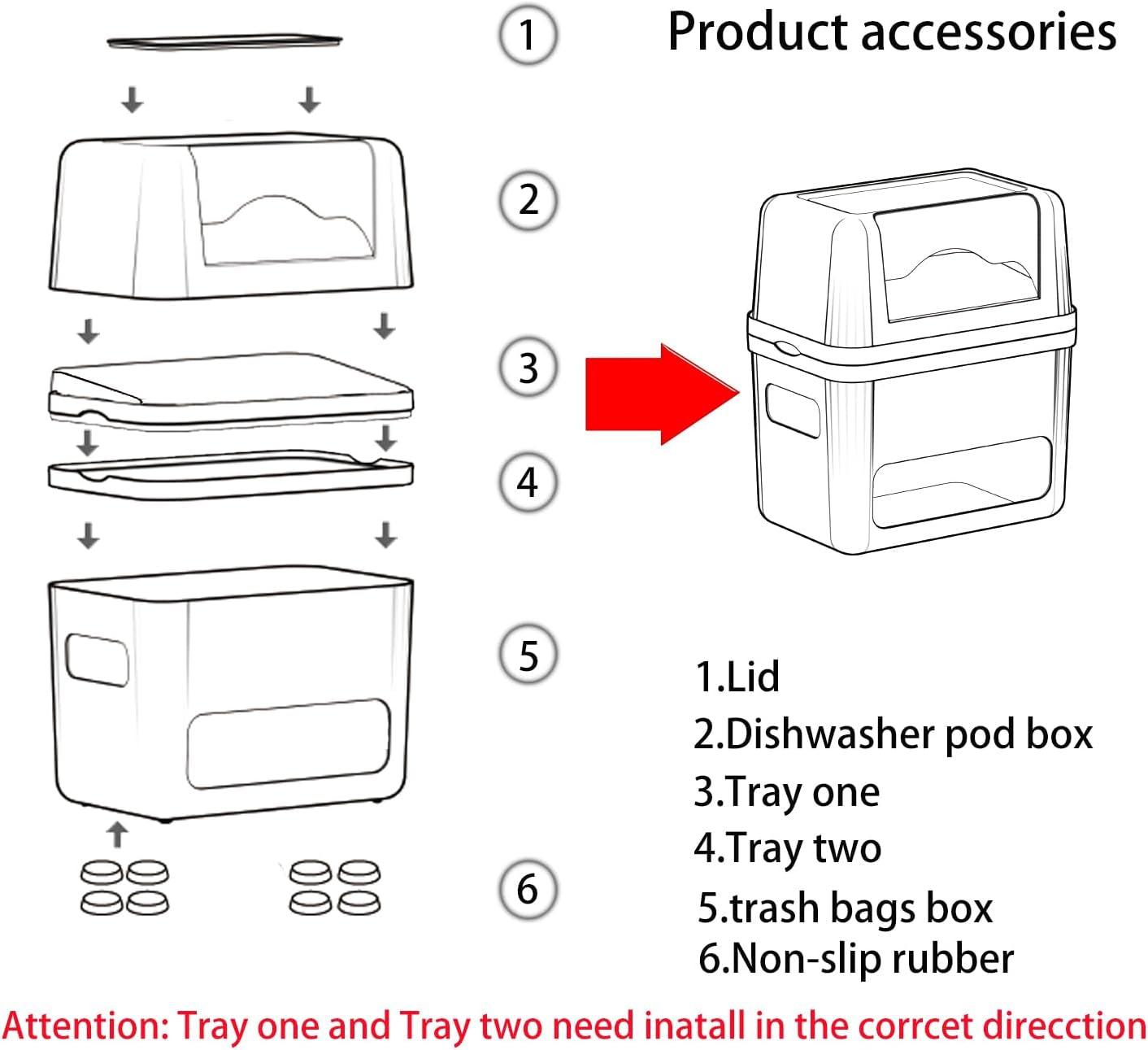 2-In-1 Trash Bag Dispenser & Laundry/Dishwasher Pods Container, Clear Acrylic Garbage Bag Holder with Removable Lids, under Sink Organizer Kitchen Pantry Storage Box