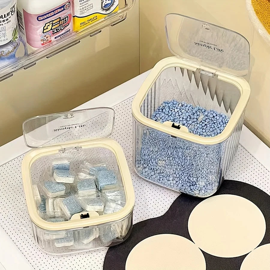 Clear Laundry Pod & Powder Storage Container with Flip Lid