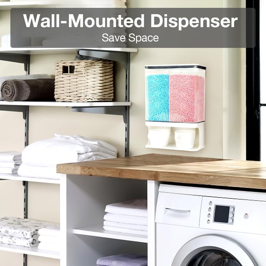 Wall-Mount Laundry Bead & Powder Dispenser – 6 lb Capacity, White