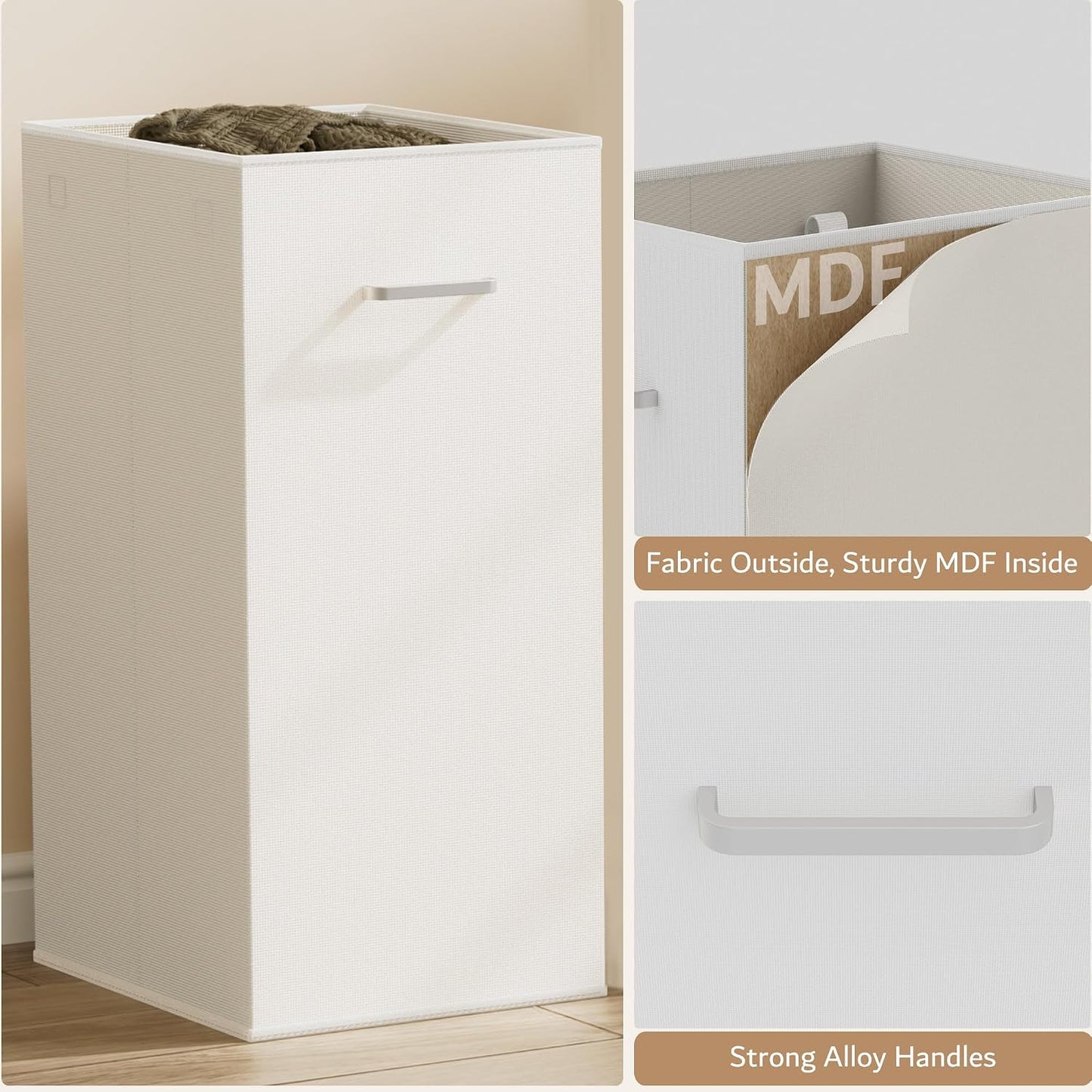 Double Pull-Out Laundry Hamper Cabinet; 120L Laundry Basket for Bathroom,Laundry Room; Laundry Sorter with 2 Pull-Out and Removable Bags