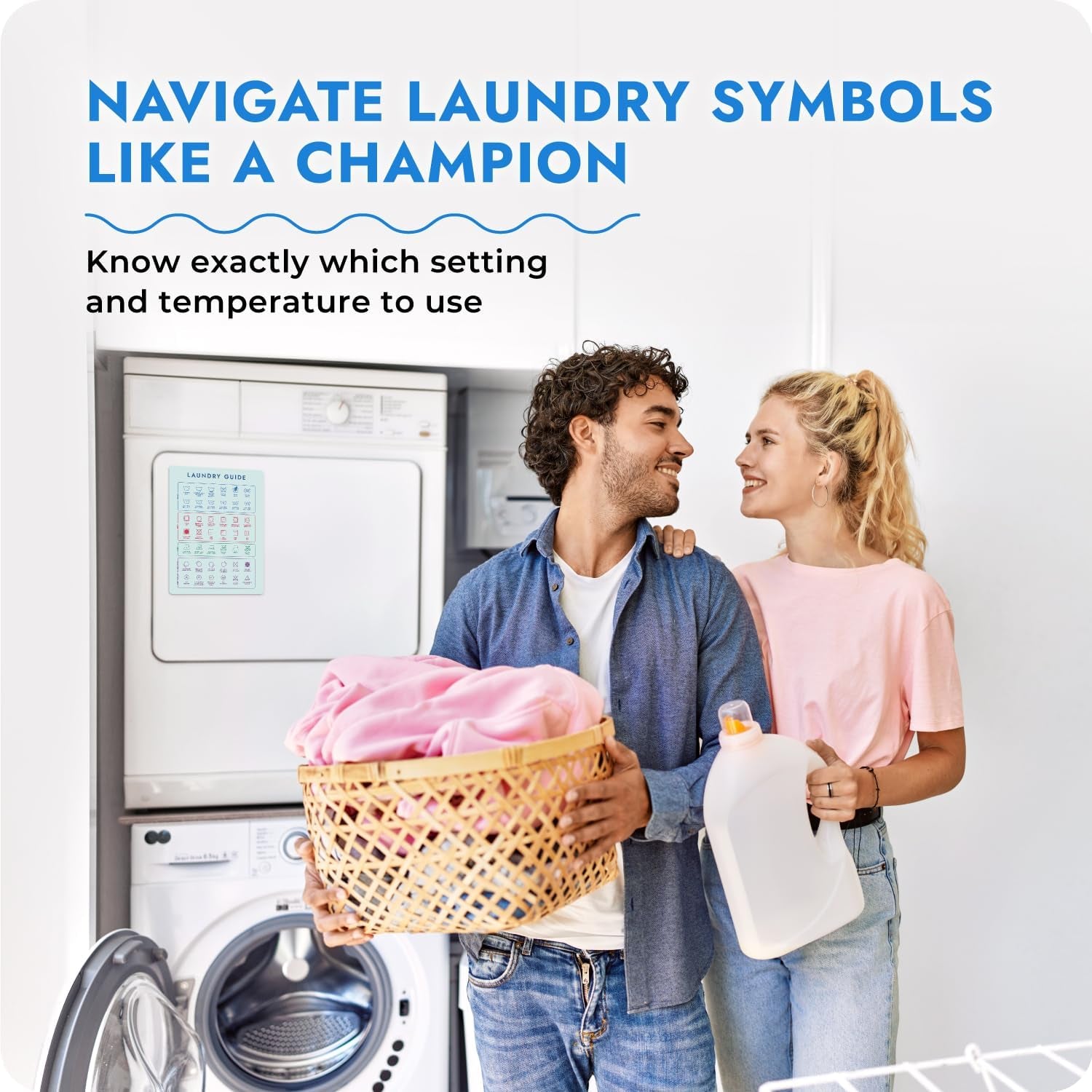 Laundry Symbols Magnet for Easy Clothing Care - Laundry Symbol Guide for Home, Dorms & Laundromats - Laundry Symbols Sign - Laundry Room Decor and Accessories - Laundry Sign for Laundry Wall Decor