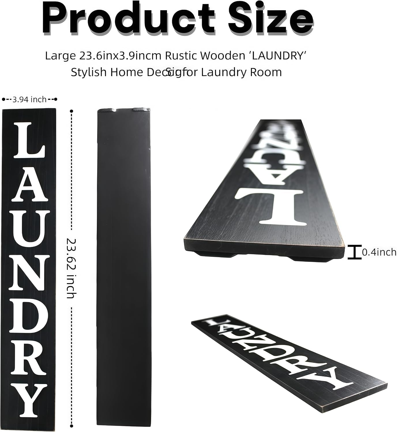 Laundry Room Sign 24In*4In Large Wooden Vertical Laundry Room Decor for Laundry Room Wall, Laundry Room Door, above the Washing Machine, and Laundry Cabinet Decoration