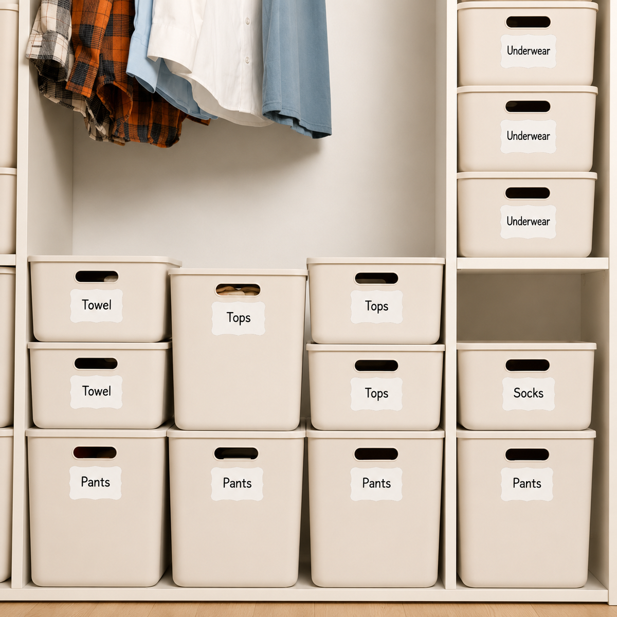 Erasable Basket Label Clips, Set of 12 — storage detail