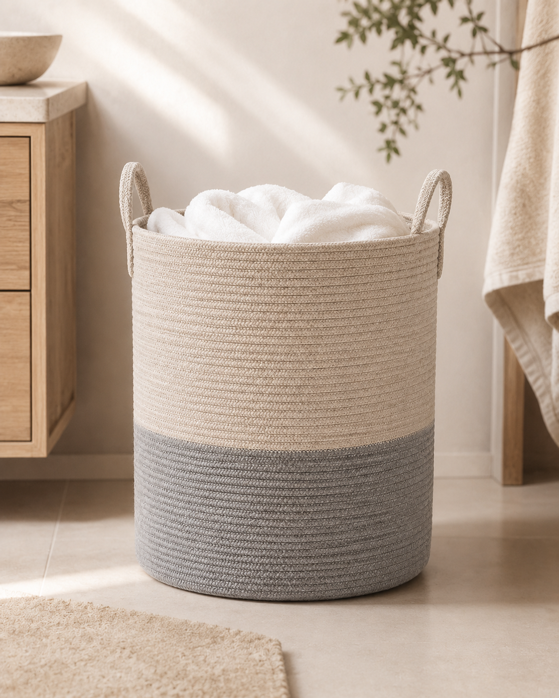 LIND Carry Basket for a calm laundry room setup.