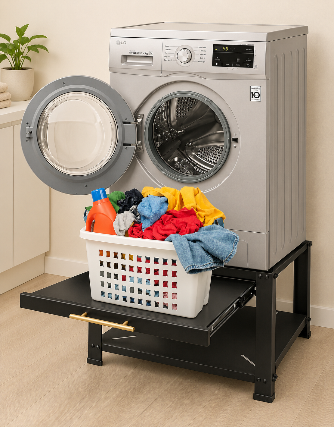 LIND Heavy-Duty Washer & Dryer Pedestal with shelf, product view