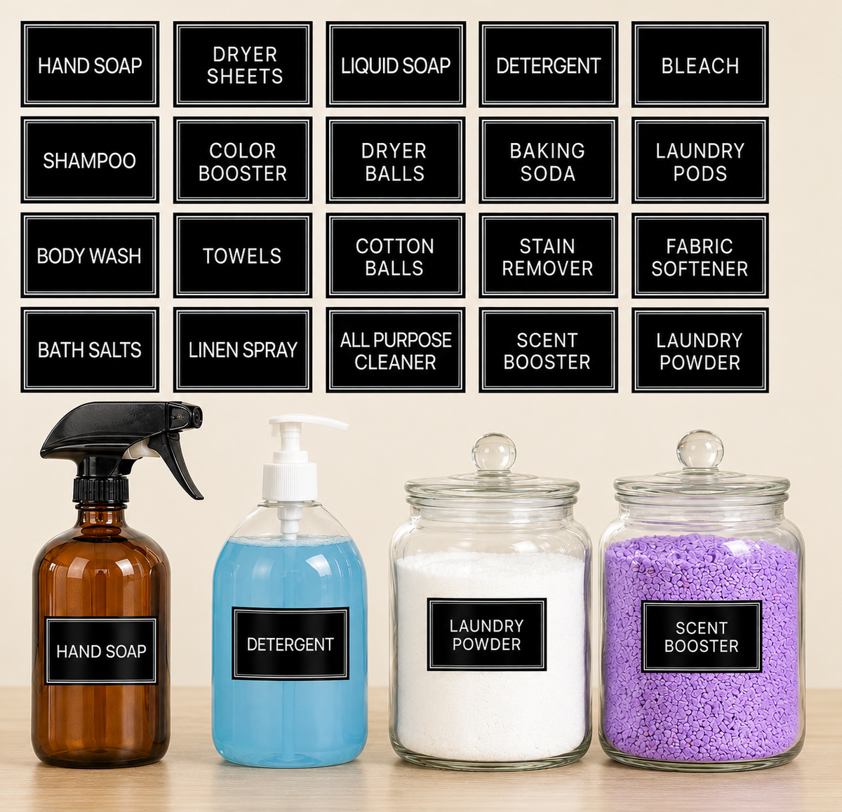 LIND Minimalist Laundry Jar Labels, 32-pack, product view