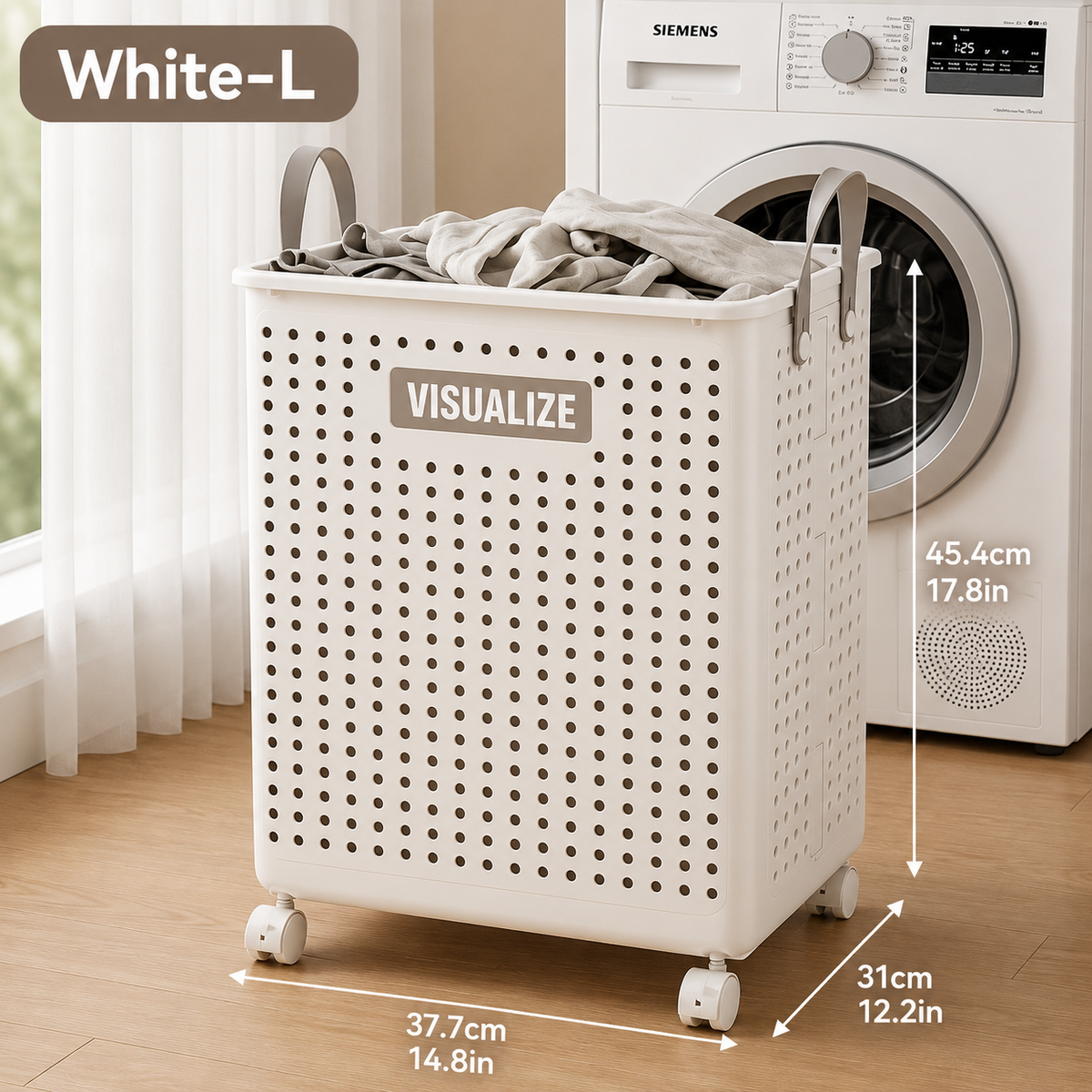 LIND Slim Foldable Laundry Hamper, carry handle detail
