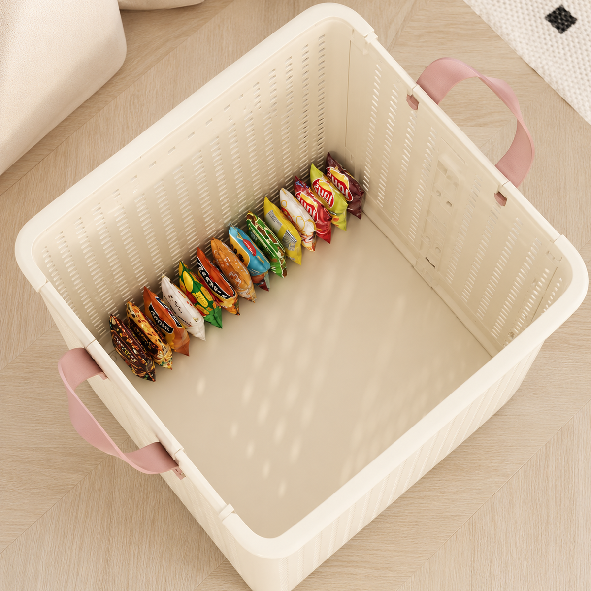 Slim Foldable Laundry Hamper on Wheels — side view