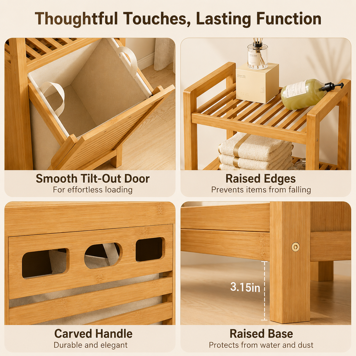 LIND Tilt-Out Laundry Hamper Cabinet, styled room view