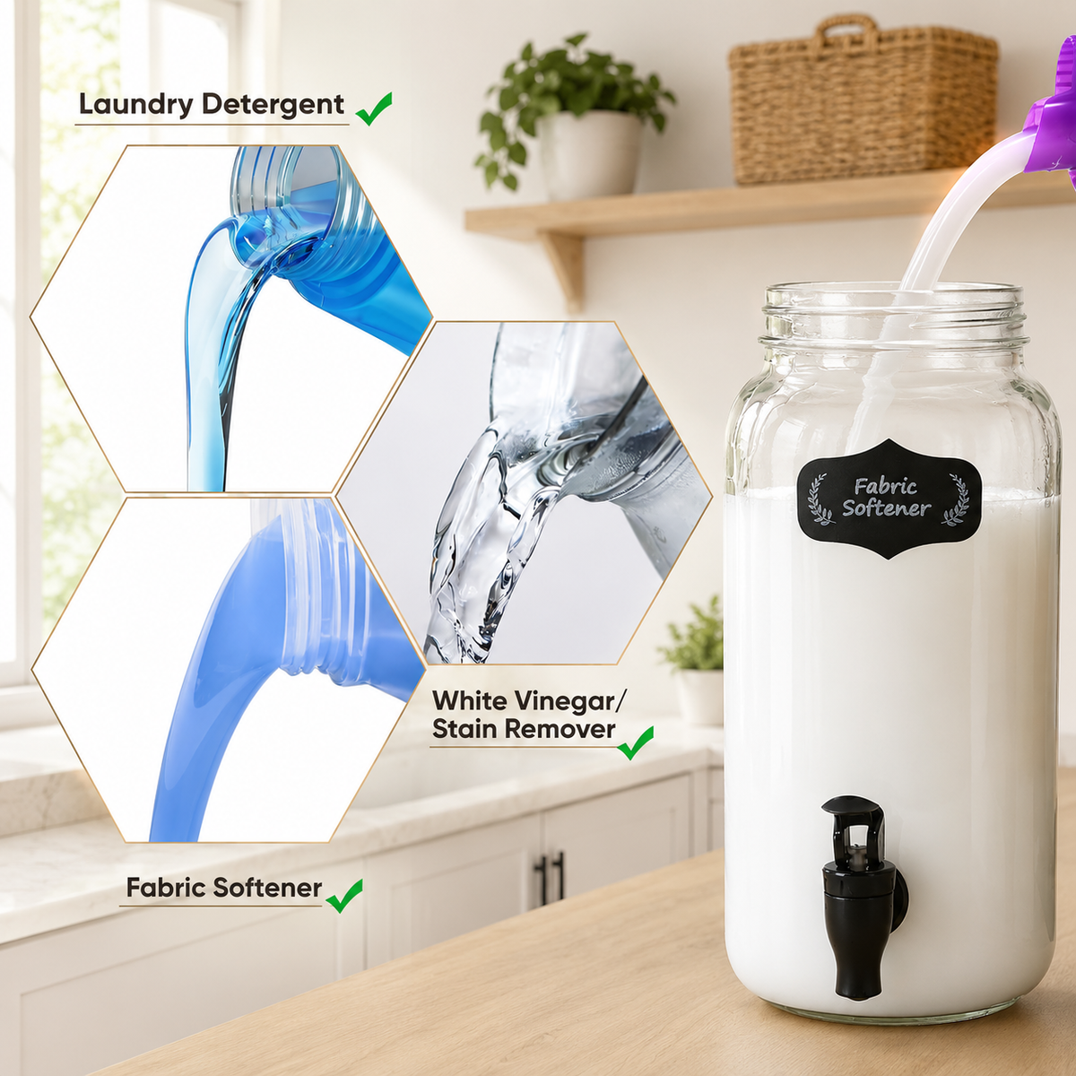 LIND Glass Laundry Detergent Dispensers, alternate angle