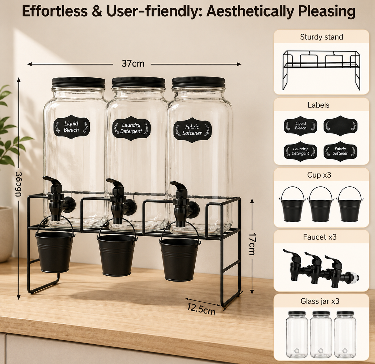 LIND Glass Laundry Detergent Dispensers, product view