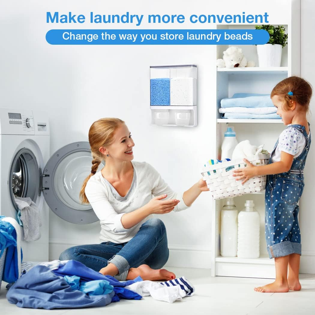 Wall-Mount Laundry Bead & Powder Dispenser – 6 lb Capacity, White