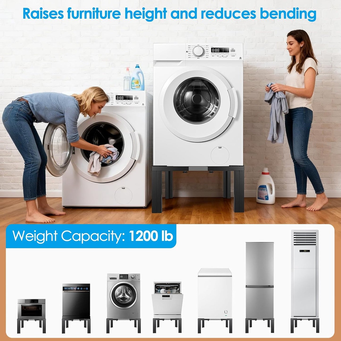Stainless Steel Laundry Pedestal,11 in Tall Universal Washing Machine Pedestals,Portable Washer and Dryer Stand Adjustable 21-29 in Heavy Duty Square Pedestal Stand for Fridge Washer and Dryer