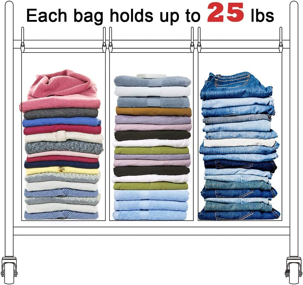 Laundry Sorter 3 Section plus 2 Section, Laundry Hamper with Rolling Wheels, Laundry Basket Sorter, Laundry Separator Hamper, Laundry Divider Hamper with Removable Bags