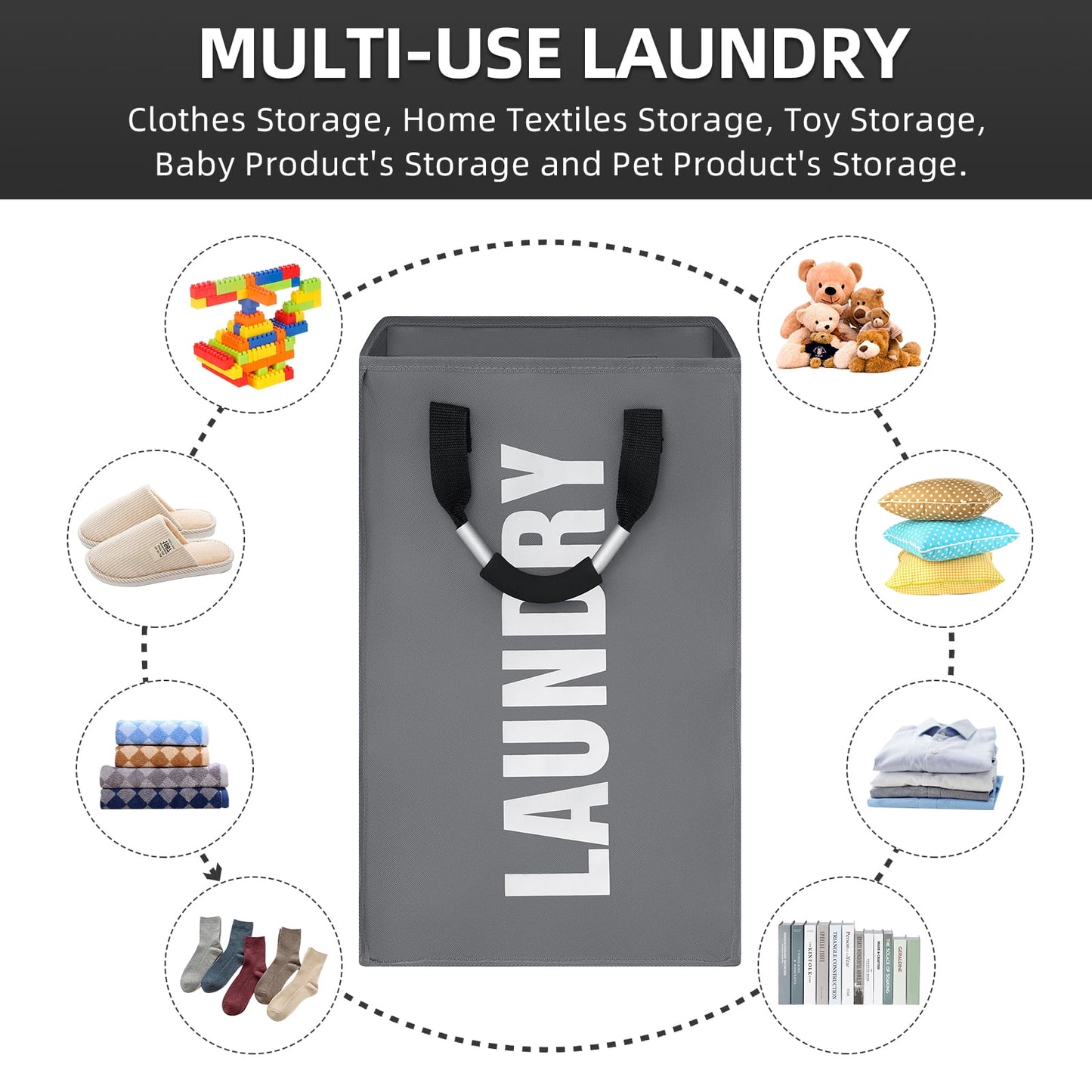 Laundry Baskets 13*13*21 Inches Collapsible Laundry Hmaper Waterproof Clothes Hampers for Laundry Oxford Laundry Bags with Handles