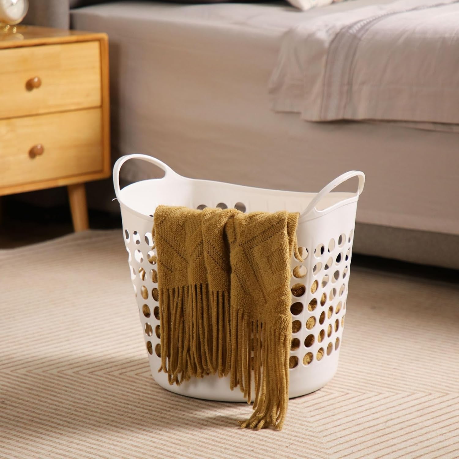 3 Pcs Flexible Laundry Basket Set Carry Portable Flexible Laundry with Carrying Handles White Large Versatile Laundry for Bathroom College Dorm Laundry Room