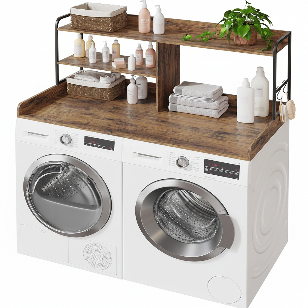 LIND Washer & Dryer Countertop with shelves, product shot