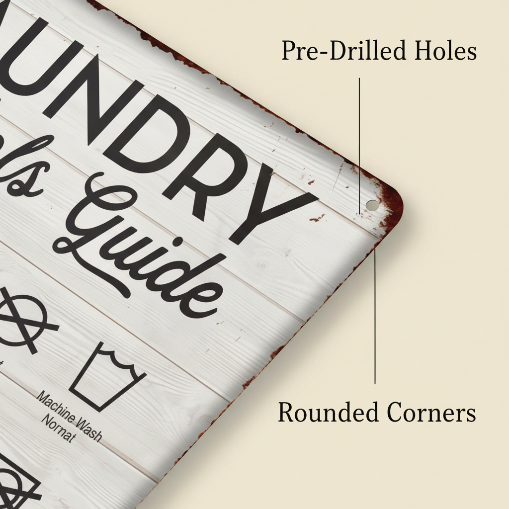 LIND Laundry Symbols Guide Sign, corner detail