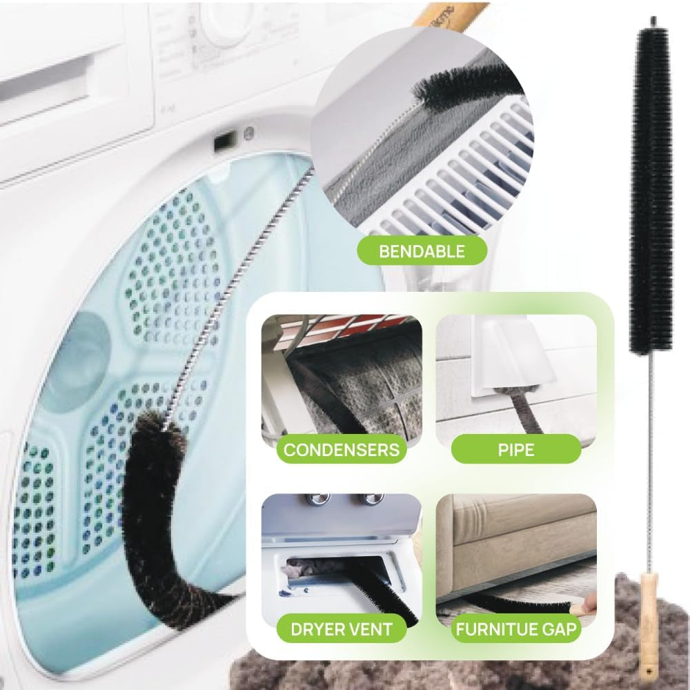 8 Pack Multi-Purpose Washing Machine & Dryer Vent Cleaning Kit | Dryer Lint Cleaner, Grout, Crevice & Lint Trap Cleaning Tools, Long Handle Laundry Brushes, for All Washers, Flexible