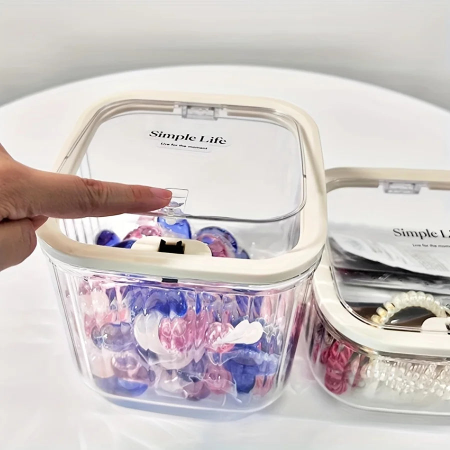 Clear Laundry Pod & Powder Storage Container with Flip Lid